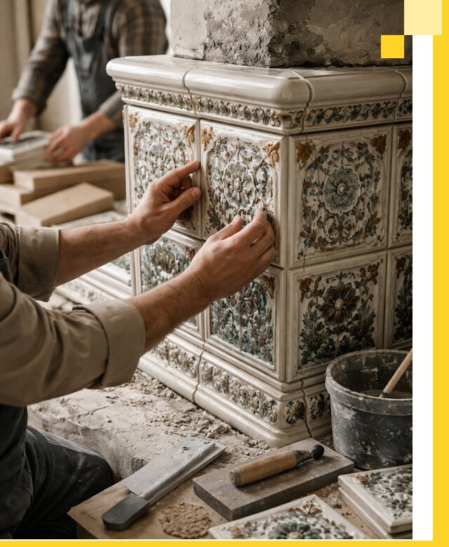 Изразцовые камины под ключ в Каменске-Уральском: проект и монтаж