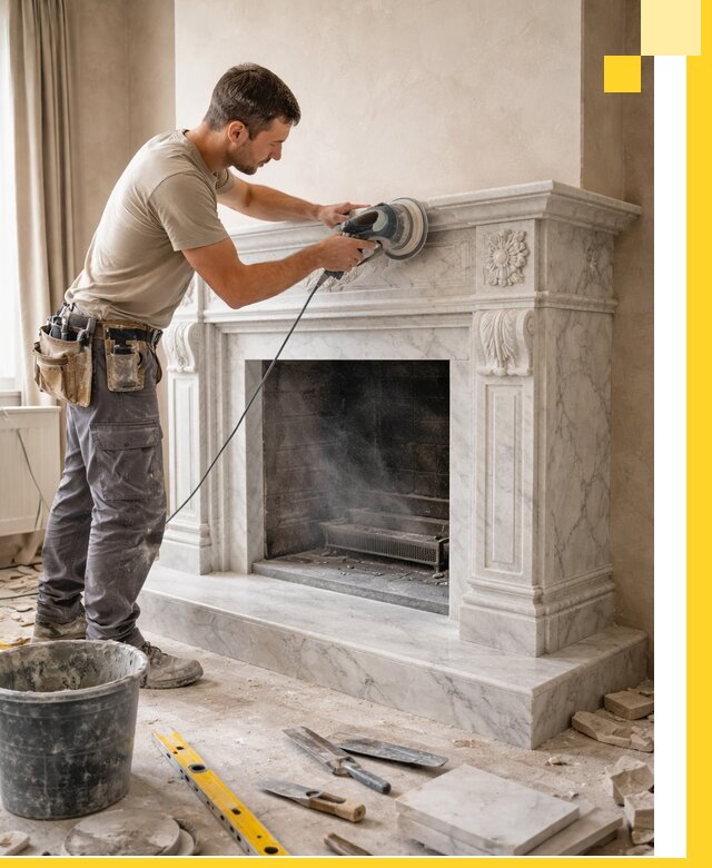 Изготовление и установка мраморных каминов в Каменске-Уральском под ключ