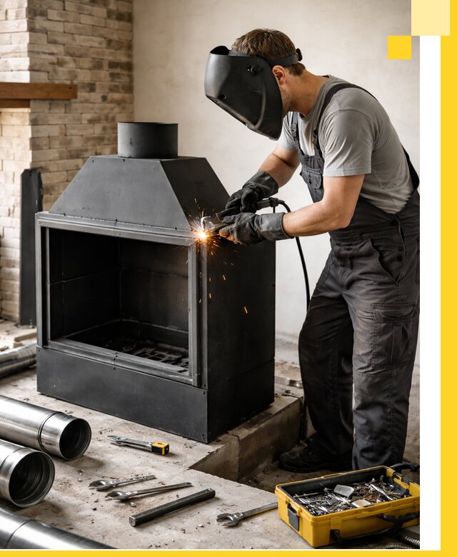 Продажа и установка металлических каминов в Каменске-Уральском под ключ