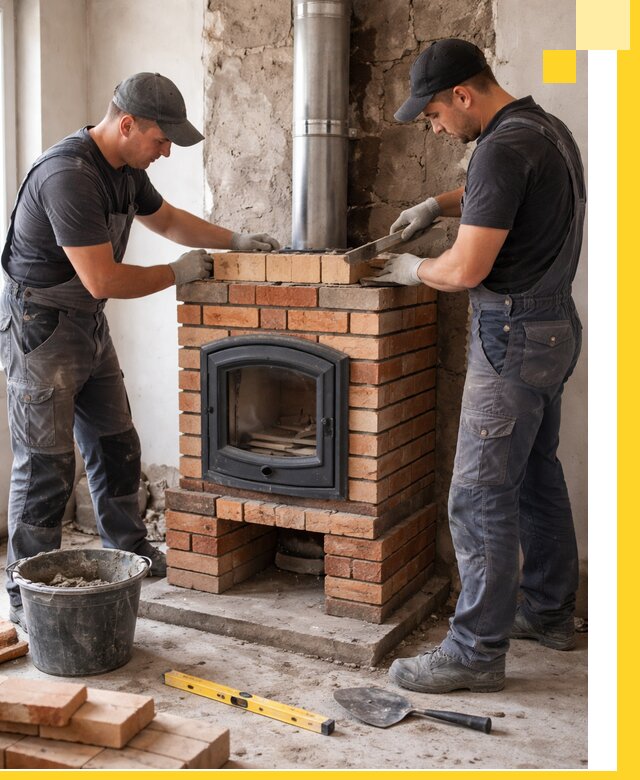 Монтаж печи камина под ключ в Каменске-Уральском с гарантией и пусконаладкой