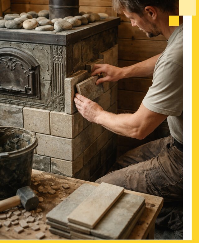 Облицовка банных печей в Каменске-Уральском профессиональная отделка