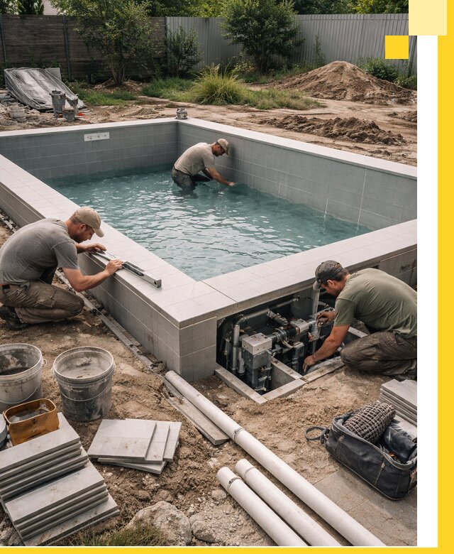 Строительство и монтаж бассейнов для дачи под ключ в Каменске-Уральском