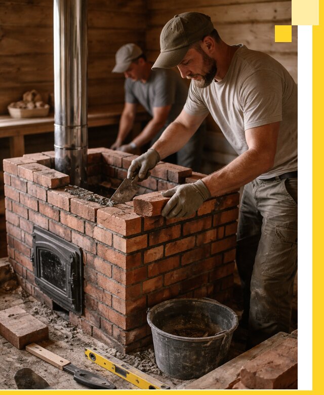 Кирпичные печи для бани под ключ в Каменске-Уральском, проект и монтаж