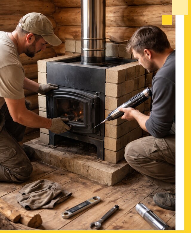 Монтаж и установка печи в бане под ключ с гарантией в Каменске-Уральском