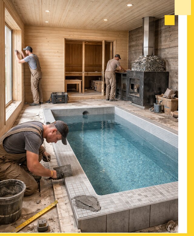 Проект бани с бассейном и сауной в Каменске-Уральском под ключ