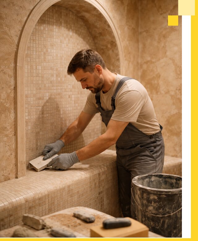 Профессиональная отделка хамамов с мозаикой под ключ в Каменске-Уральском