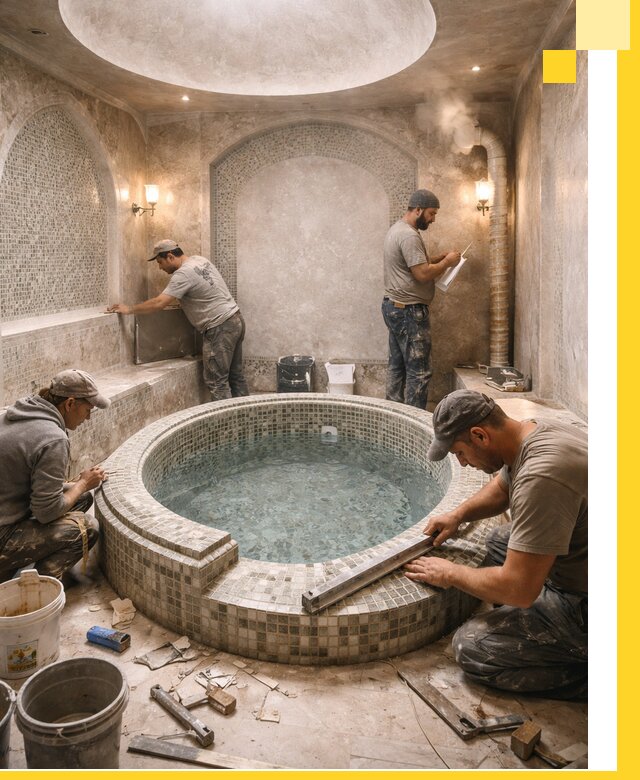 Профессиональное строительство хамама с бассейном в Каменске-Уральском под ключ