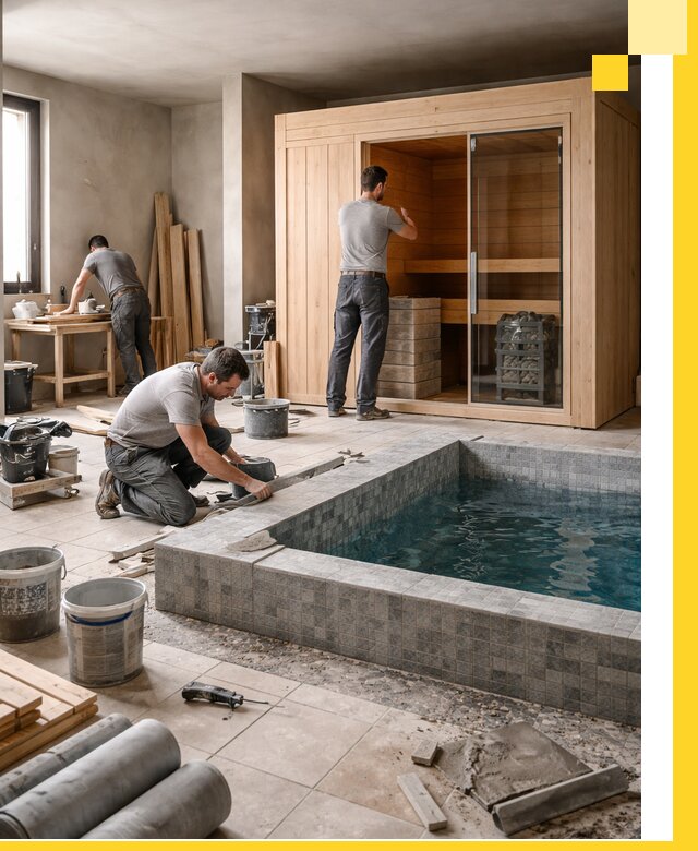 SPA зоны под ключ с бассейном сауной и печью в Каменске-Уральском